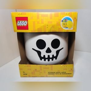 LEGO White Skeleton Skull Storage Head Large Container Halloween Decor BNWT